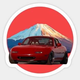 Red Mazda Miata/MX-5 - Mount Fuji Jinba Ittai Roadster Life Sticker